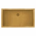 Ruvati 34 x 14 inch Brushed Gold Polished Brass Rectangular Bathroom Sink Undermount RVH6134GG